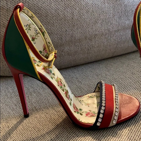 SOLD Gucci Isle Jeweled Ankle-Wrap Heels - Picture 3 of 4